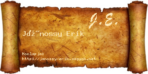Jánossy Erik névjegykártya