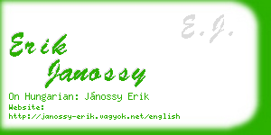 erik janossy business card